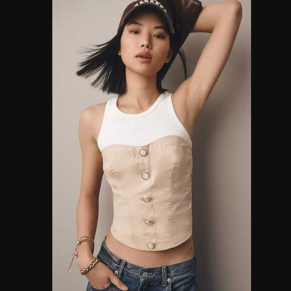 New M Anthropologie x Porridge corset twofer tank top - Picture 1 of 10